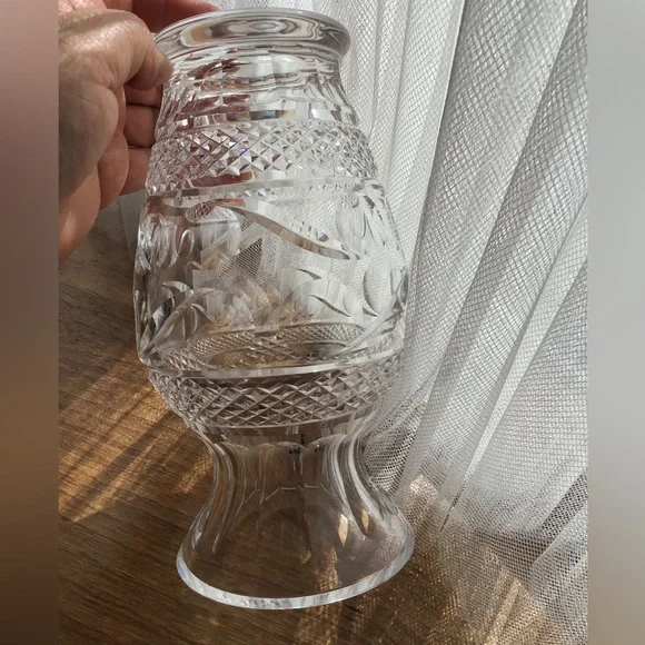 VINTAGE WATERFORD CRYSTAL VASE LARGE HOURGLASS PRE 1990 GREAT GIFT!